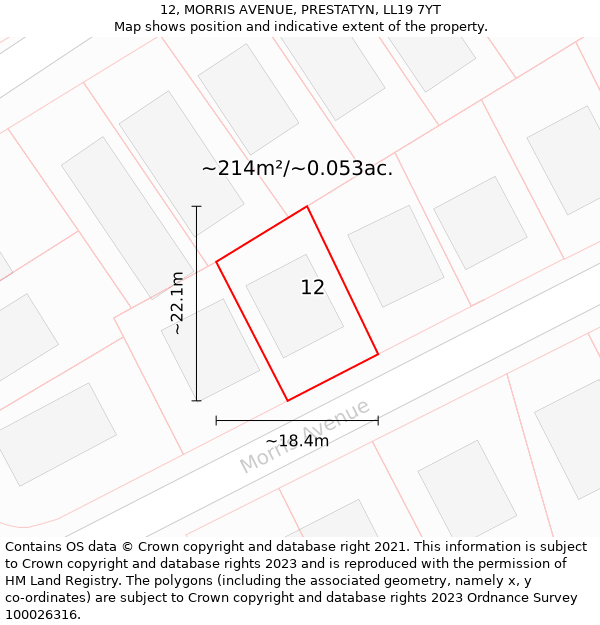 12, MORRIS AVENUE, PRESTATYN, LL19 7YT: Plot and title map