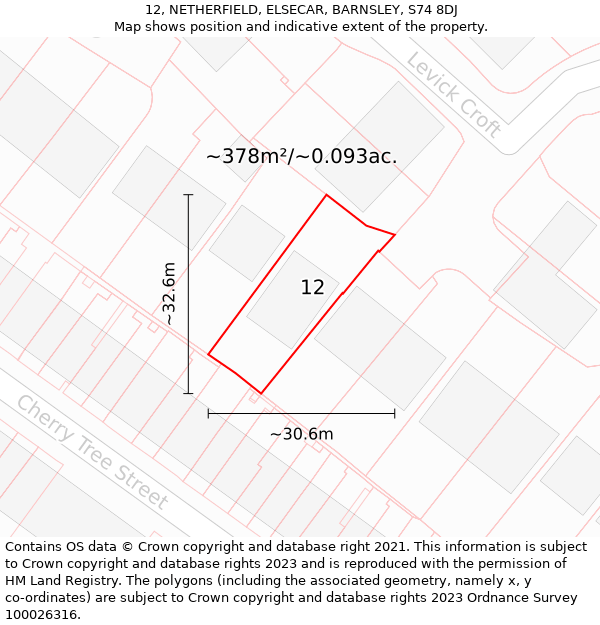 12, NETHERFIELD, ELSECAR, BARNSLEY, S74 8DJ: Plot and title map