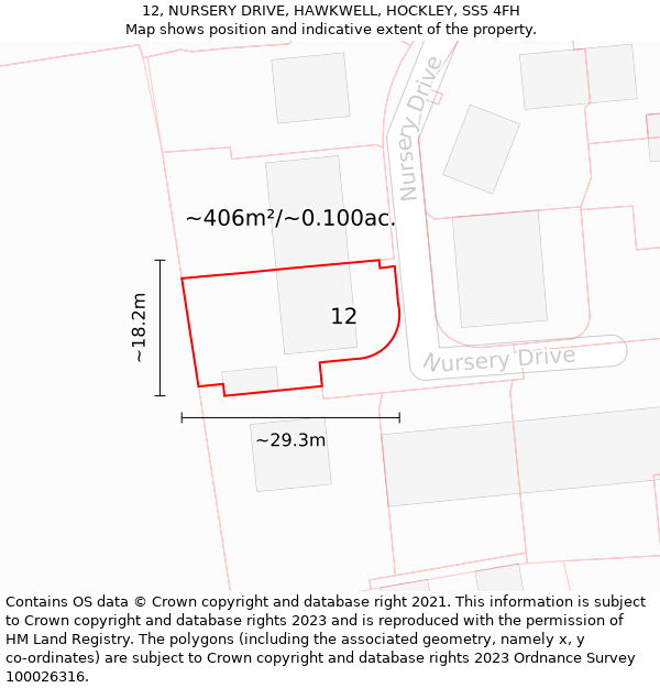 12, NURSERY DRIVE, HAWKWELL, HOCKLEY, SS5 4FH: Plot and title map