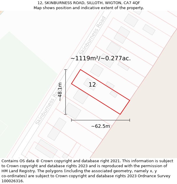 12, SKINBURNESS ROAD, SILLOTH, WIGTON, CA7 4QF: Plot and title map