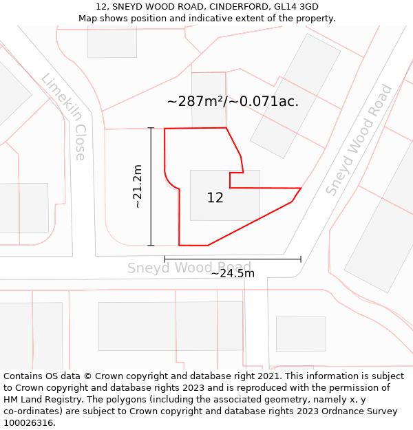 12, SNEYD WOOD ROAD, CINDERFORD, GL14 3GD: Plot and title map