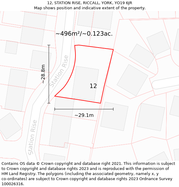 12, STATION RISE, RICCALL, YORK, YO19 6JR: Plot and title map