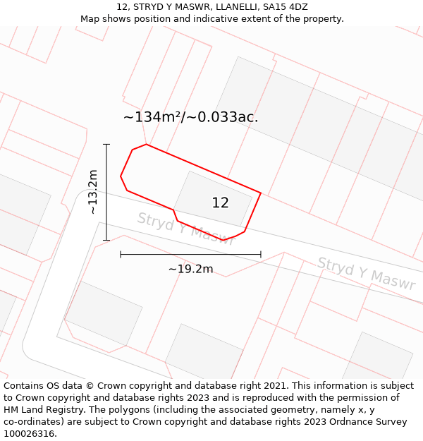 12, STRYD Y MASWR, LLANELLI, SA15 4DZ: Plot and title map