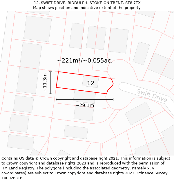 12, SWIFT DRIVE, BIDDULPH, STOKE-ON-TRENT, ST8 7TX: Plot and title map
