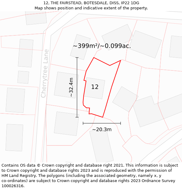 12, THE FAIRSTEAD, BOTESDALE, DISS, IP22 1DG: Plot and title map