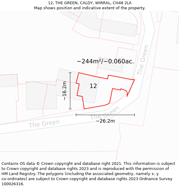 12, THE GREEN, CALDY, WIRRAL, CH48 2LA: Plot and title map
