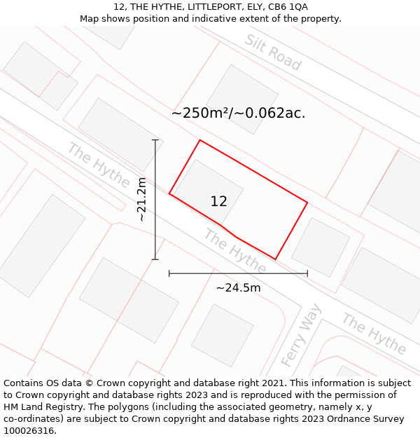 12, THE HYTHE, LITTLEPORT, ELY, CB6 1QA: Plot and title map