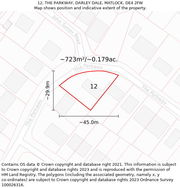 12, THE PARKWAY, DARLEY DALE, MATLOCK, DE4 2FW: Plot and title map