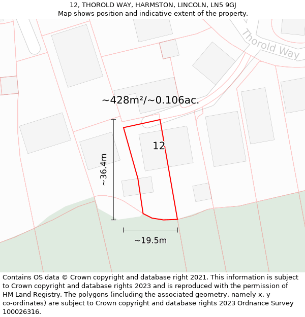 12, THOROLD WAY, HARMSTON, LINCOLN, LN5 9GJ: Plot and title map