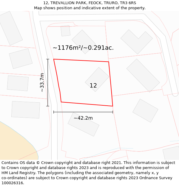 12, TREVALLION PARK, FEOCK, TRURO, TR3 6RS: Plot and title map