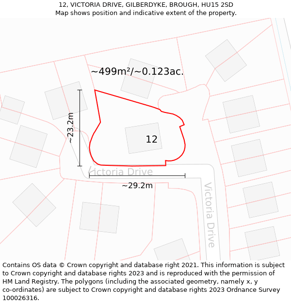 12, VICTORIA DRIVE, GILBERDYKE, BROUGH, HU15 2SD: Plot and title map