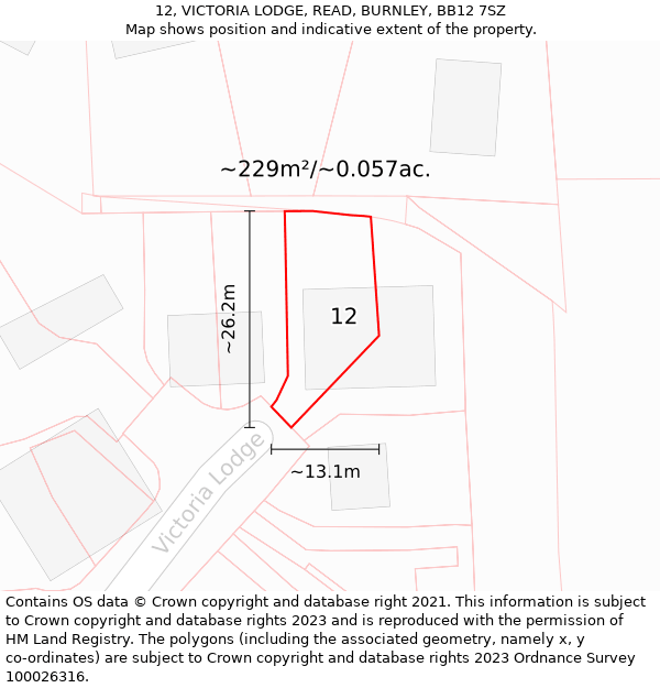 12, VICTORIA LODGE, READ, BURNLEY, BB12 7SZ: Plot and title map