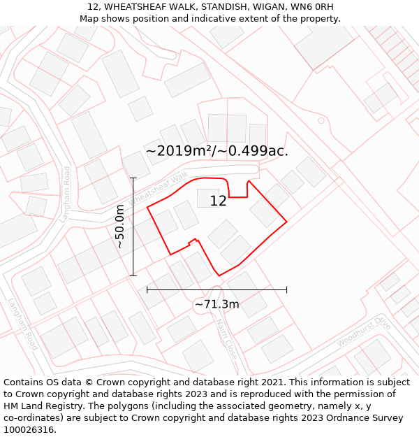 12, WHEATSHEAF WALK, STANDISH, WIGAN, WN6 0RH: Plot and title map