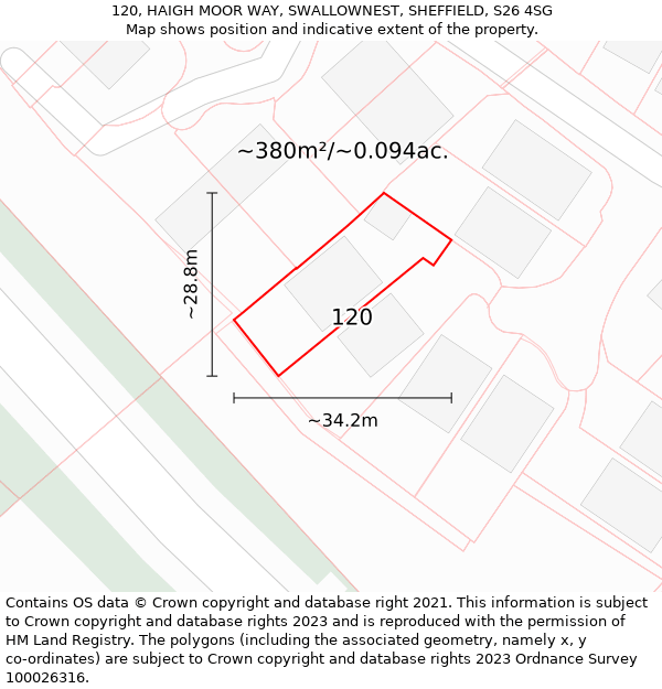 120, HAIGH MOOR WAY, SWALLOWNEST, SHEFFIELD, S26 4SG: Plot and title map