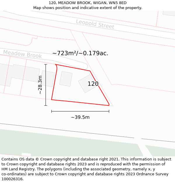 120, MEADOW BROOK, WIGAN, WN5 8ED: Plot and title map