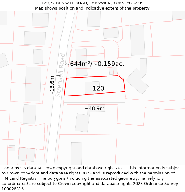 120, STRENSALL ROAD, EARSWICK, YORK, YO32 9SJ: Plot and title map