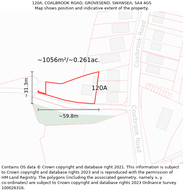 120A, COALBROOK ROAD, GROVESEND, SWANSEA, SA4 4GS: Plot and title map