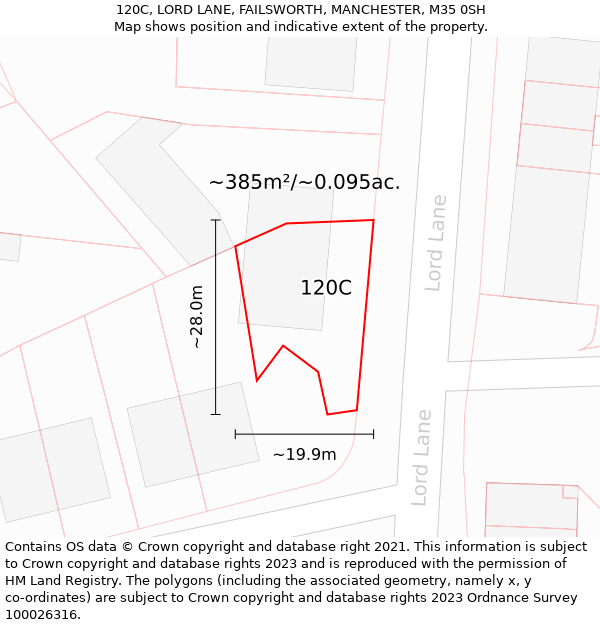 120C, LORD LANE, FAILSWORTH, MANCHESTER, M35 0SH: Plot and title map