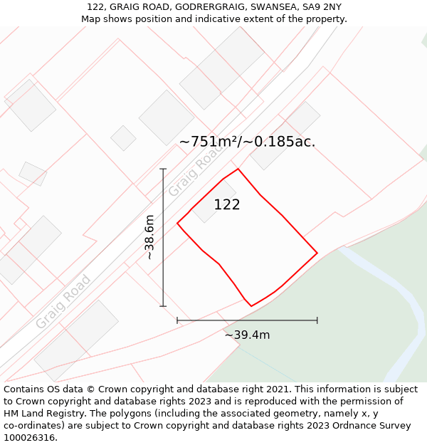 122, GRAIG ROAD, GODRERGRAIG, SWANSEA, SA9 2NY: Plot and title map