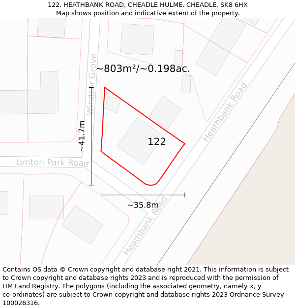 122, HEATHBANK ROAD, CHEADLE HULME, CHEADLE, SK8 6HX: Plot and title map