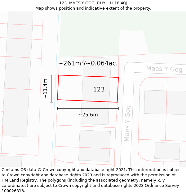 123, MAES Y GOG, RHYL, LL18 4QJ: Plot and title map