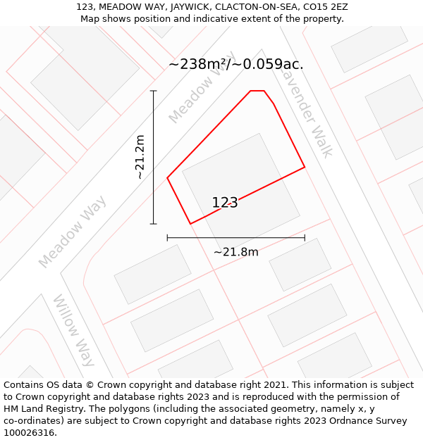 123, MEADOW WAY, JAYWICK, CLACTON-ON-SEA, CO15 2EZ: Plot and title map