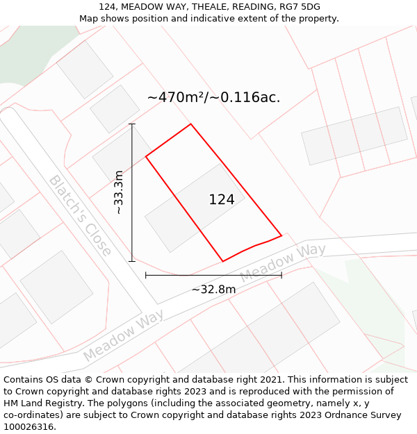 124, MEADOW WAY, THEALE, READING, RG7 5DG: Plot and title map