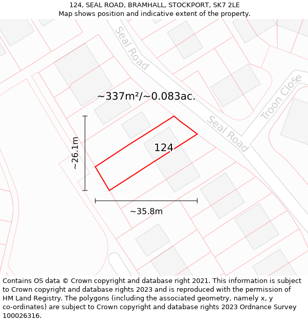 124, SEAL ROAD, BRAMHALL, STOCKPORT, SK7 2LE: Plot and title map