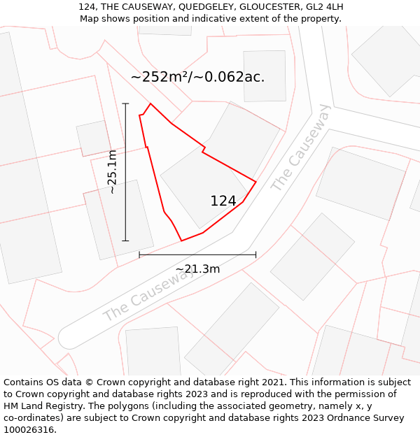 124, THE CAUSEWAY, QUEDGELEY, GLOUCESTER, GL2 4LH: Plot and title map