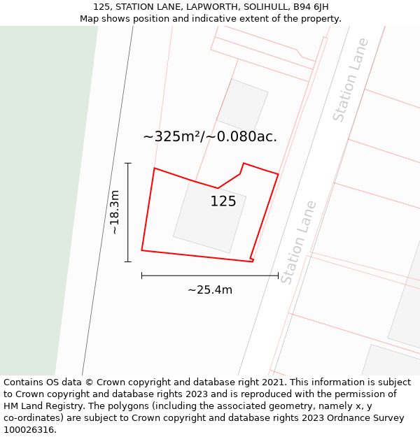 125, STATION LANE, LAPWORTH, SOLIHULL, B94 6JH: Plot and title map