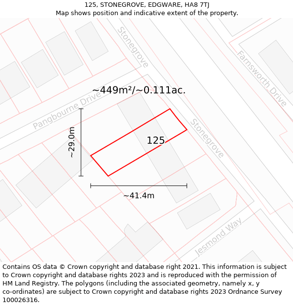 125, STONEGROVE, EDGWARE, HA8 7TJ: Plot and title map