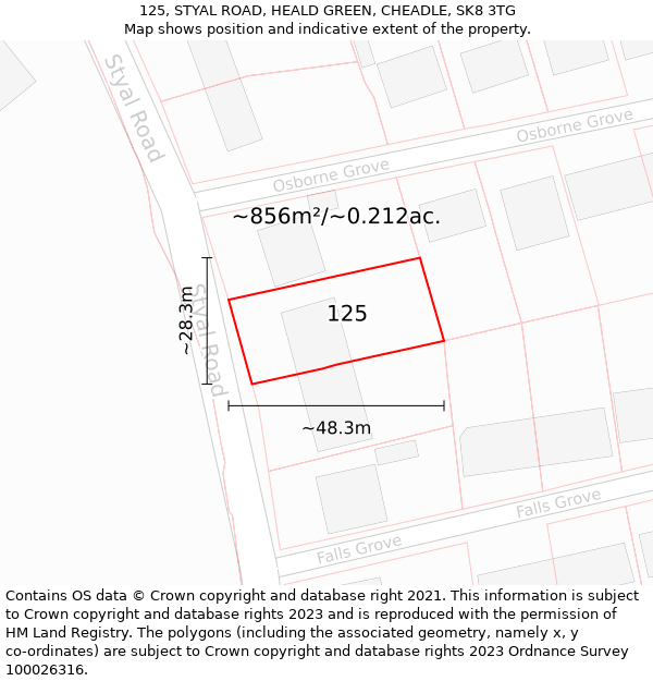 125, STYAL ROAD, HEALD GREEN, CHEADLE, SK8 3TG: Plot and title map