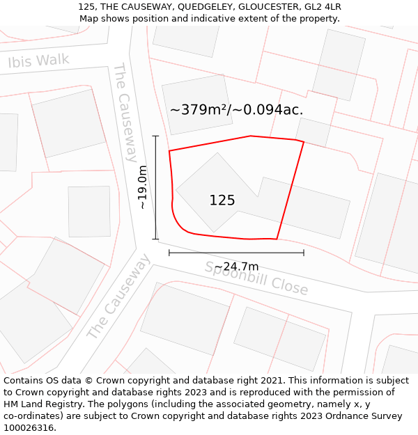 125, THE CAUSEWAY, QUEDGELEY, GLOUCESTER, GL2 4LR: Plot and title map