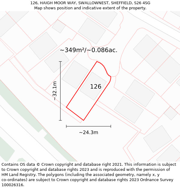 126, HAIGH MOOR WAY, SWALLOWNEST, SHEFFIELD, S26 4SG: Plot and title map