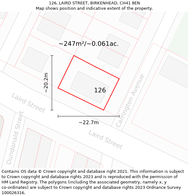 126, LAIRD STREET, BIRKENHEAD, CH41 8EN: Plot and title map