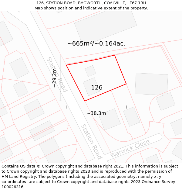 126, STATION ROAD, BAGWORTH, COALVILLE, LE67 1BH: Plot and title map