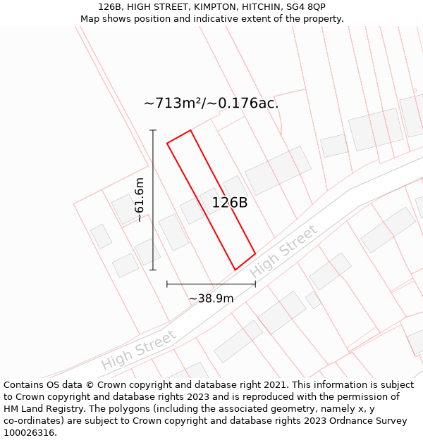 126B, HIGH STREET, KIMPTON, HITCHIN, SG4 8QP: Plot and title map