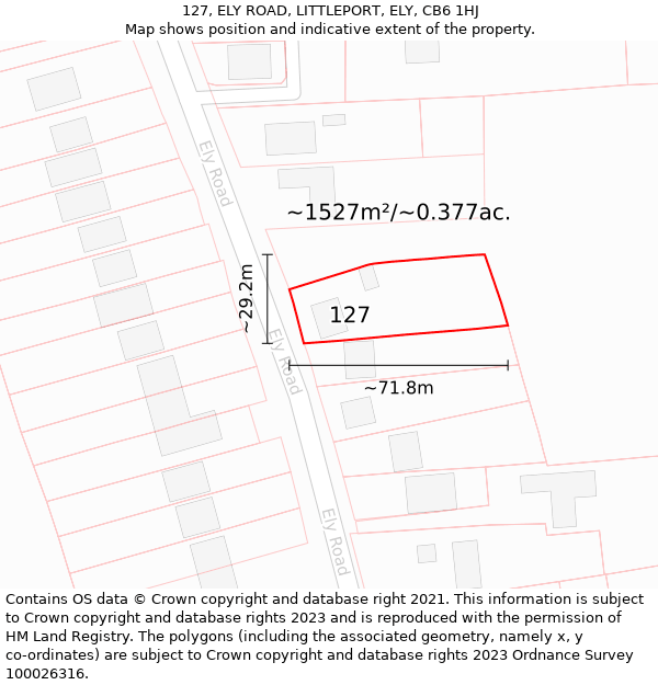 127, ELY ROAD, LITTLEPORT, ELY, CB6 1HJ: Plot and title map