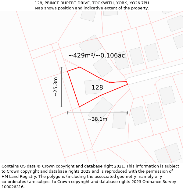 128, PRINCE RUPERT DRIVE, TOCKWITH, YORK, YO26 7PU: Plot and title map