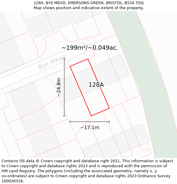 128A, BYE MEAD, EMERSONS GREEN, BRISTOL, BS16 7DQ: Plot and title map