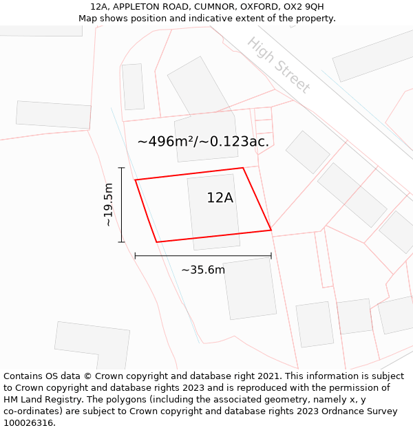 12A, APPLETON ROAD, CUMNOR, OXFORD, OX2 9QH: Plot and title map