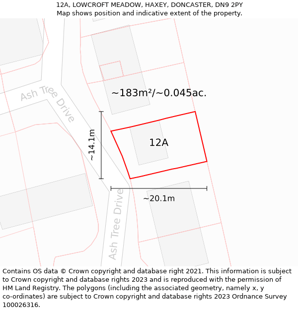 12A, LOWCROFT MEADOW, HAXEY, DONCASTER, DN9 2PY: Plot and title map