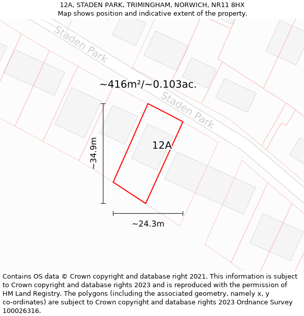 12A, STADEN PARK, TRIMINGHAM, NORWICH, NR11 8HX: Plot and title map