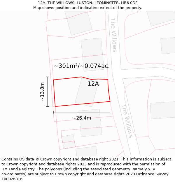 12A, THE WILLOWS, LUSTON, LEOMINSTER, HR6 0DF: Plot and title map