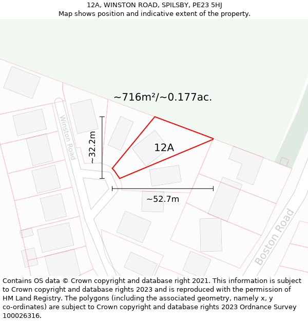 12A, WINSTON ROAD, SPILSBY, PE23 5HJ: Plot and title map