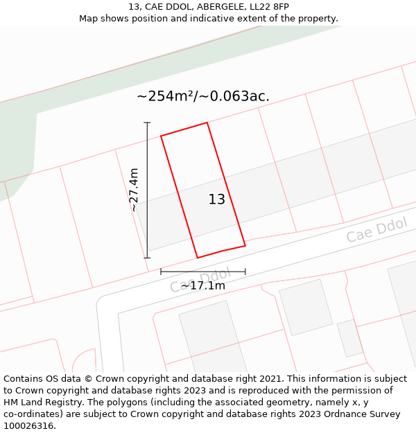 13, CAE DDOL, ABERGELE, LL22 8FP: Plot and title map