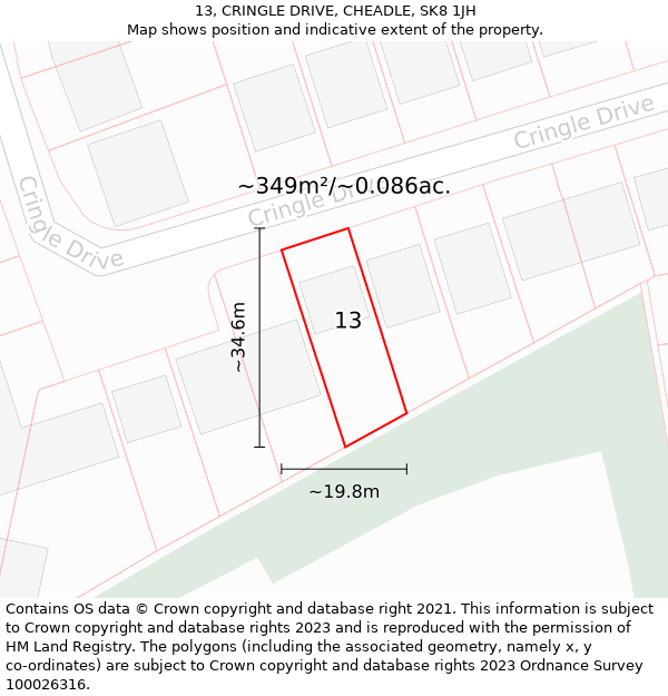 13, CRINGLE DRIVE, CHEADLE, SK8 1JH: Plot and title map