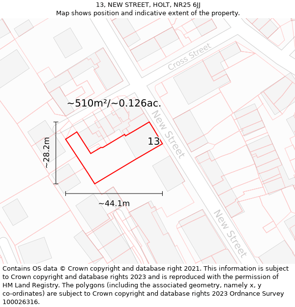 13, NEW STREET, HOLT, NR25 6JJ: Plot and title map