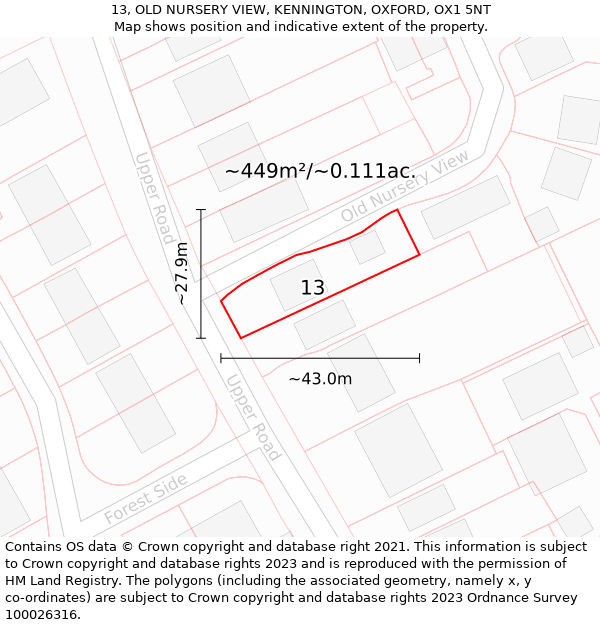 13, OLD NURSERY VIEW, KENNINGTON, OXFORD, OX1 5NT: Plot and title map