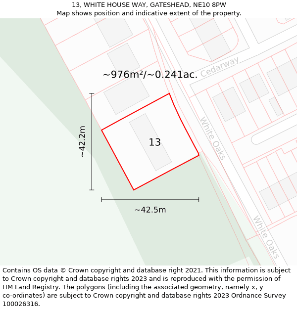 13, WHITE HOUSE WAY, GATESHEAD, NE10 8PW: Plot and title map